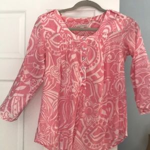 Pink and white blouse